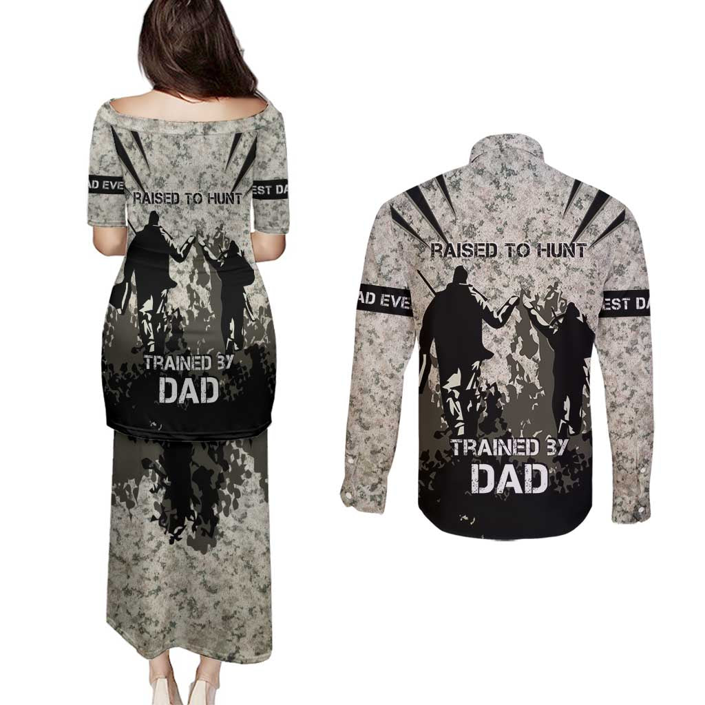 Deer Hunting Fathers Day Couples Matching Puletasi and Long Sleeve Button Shirt Best Dad Ever