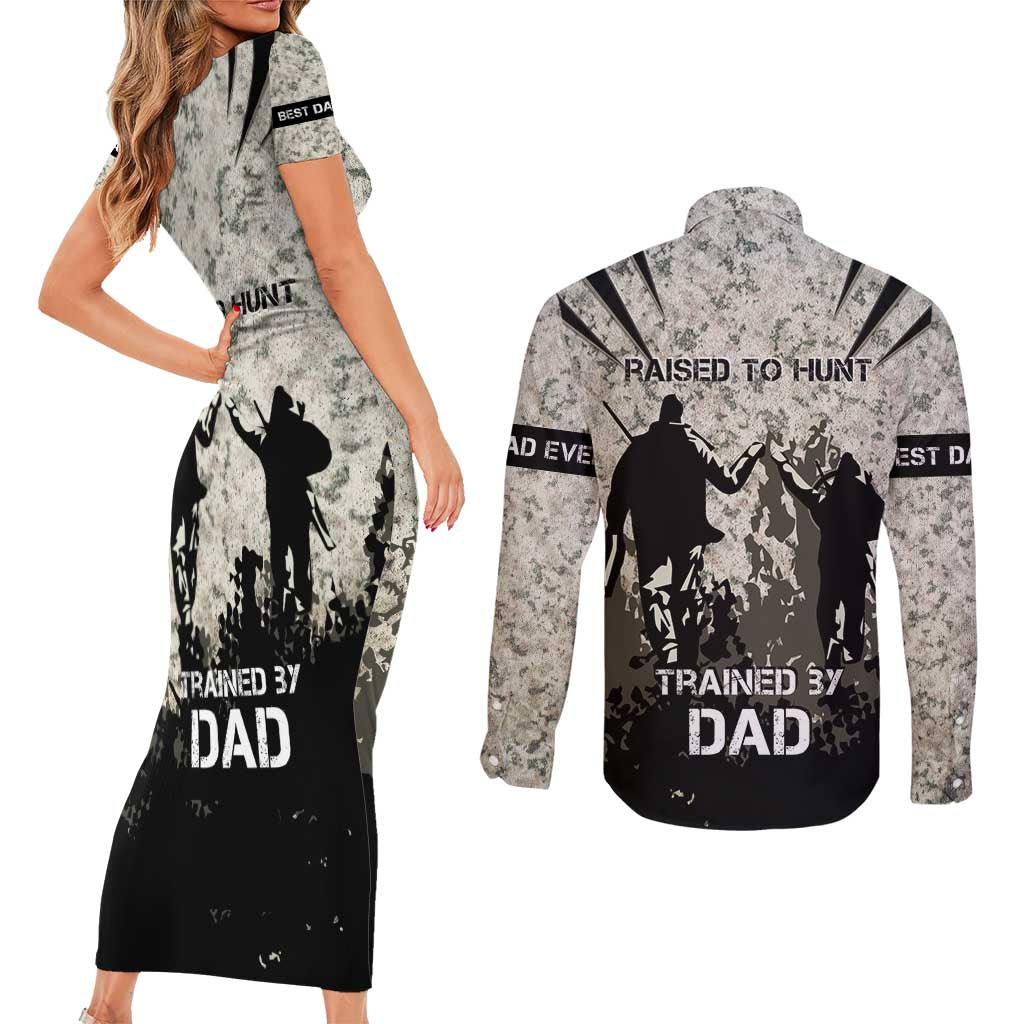 Deer Hunting Fathers Day Couples Matching Short Sleeve Bodycon Dress and Long Sleeve Button Shirt Best Dad Ever