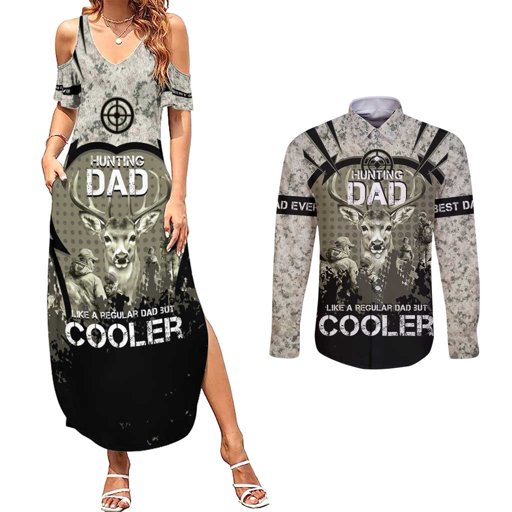 Deer Hunting Fathers Day Couples Matching Summer Maxi Dress and Long Sleeve Button Shirt Best Dad Ever