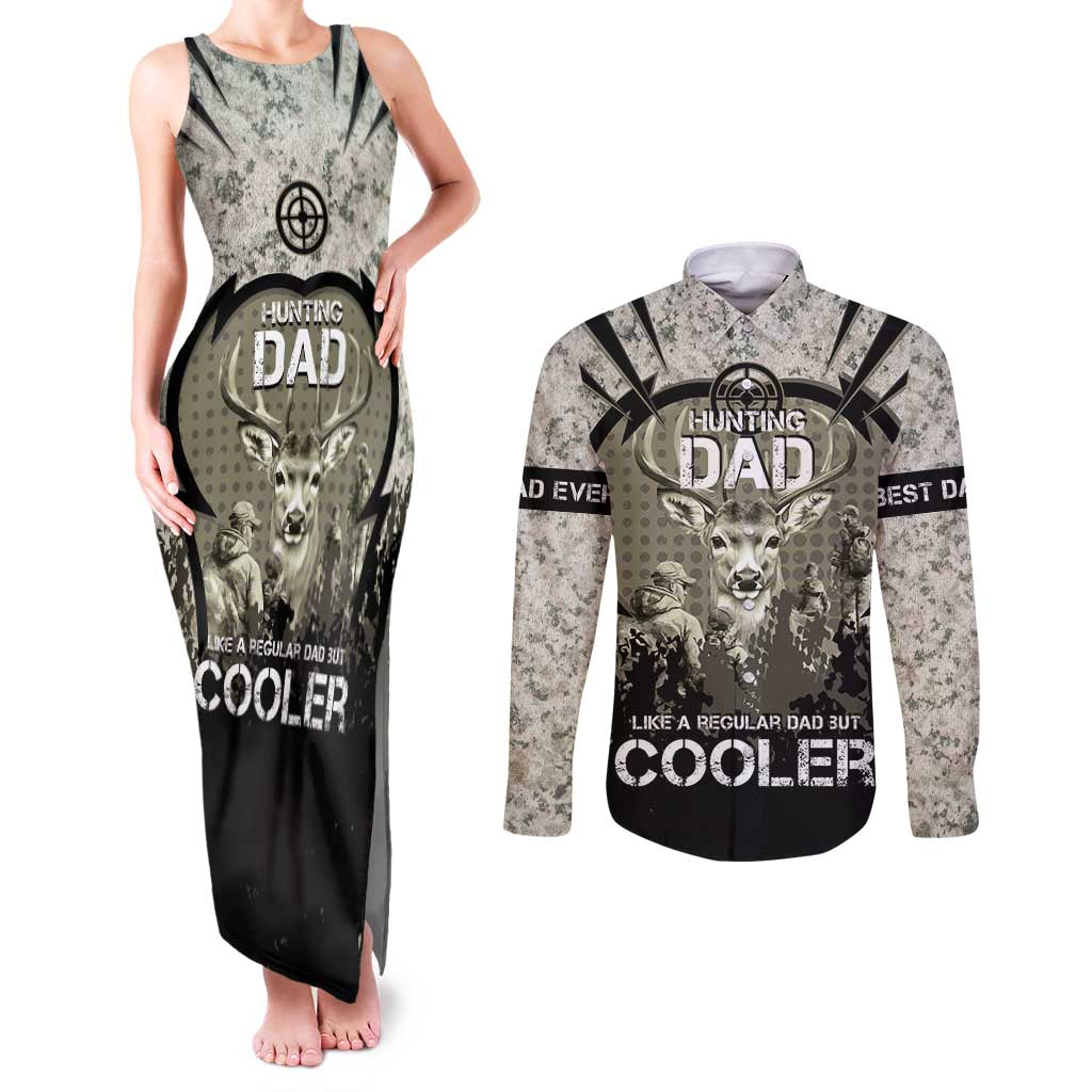 Deer Hunting Fathers Day Couples Matching Tank Maxi Dress and Long Sleeve Button Shirt Best Dad Ever