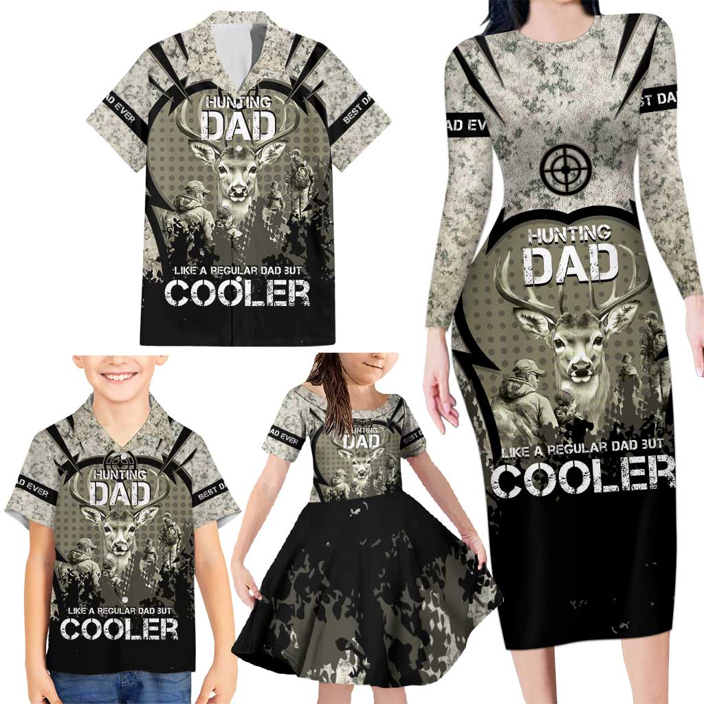 Deer Hunting Fathers Day Family Matching Long Sleeve Bodycon Dress and Hawaiian Shirt Best Dad Ever