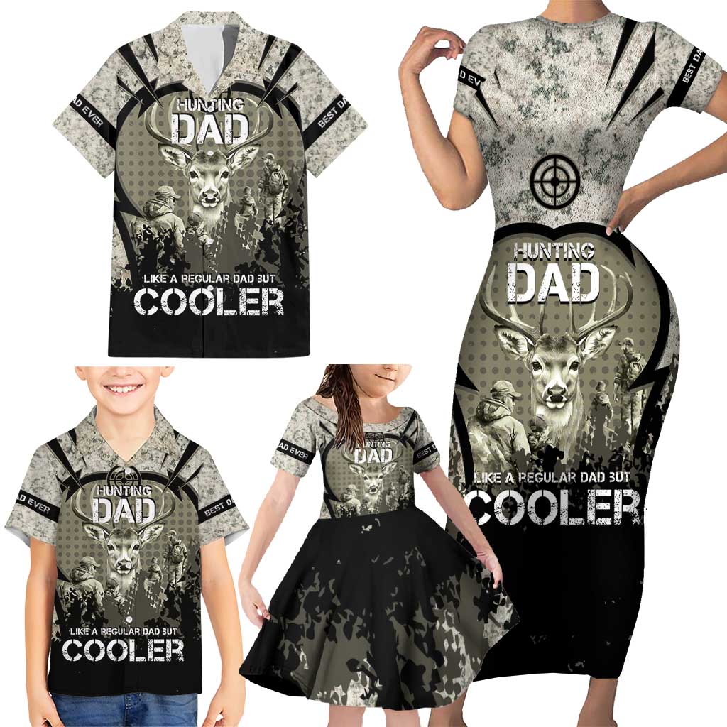 Deer Hunting Fathers Day Family Matching Short Sleeve Bodycon Dress and Hawaiian Shirt Best Dad Ever