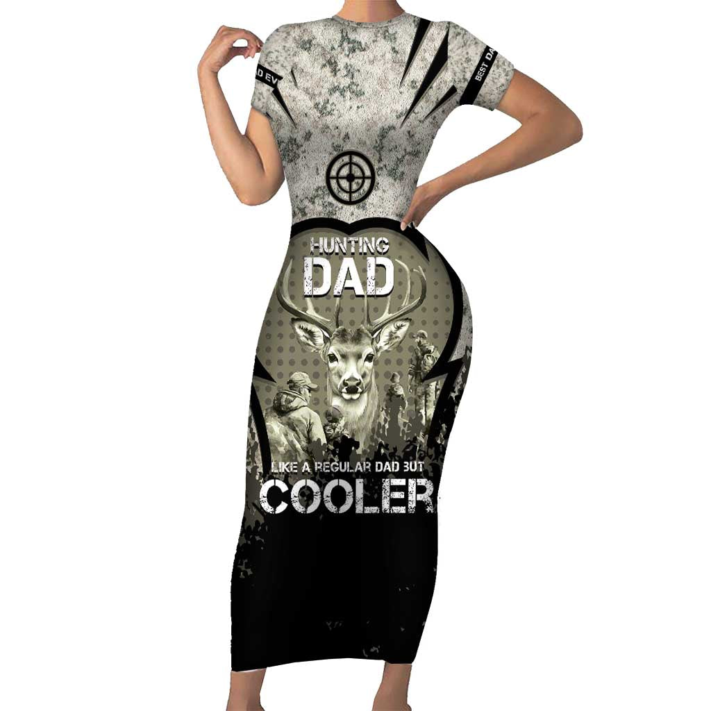 Deer Hunting Fathers Day Family Matching Short Sleeve Bodycon Dress and Hawaiian Shirt Best Dad Ever