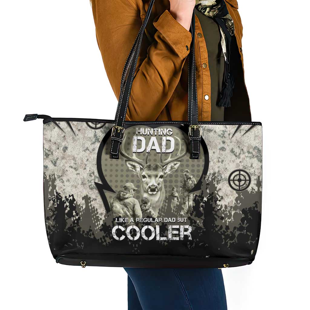 Deer Hunting Fathers Day Leather Tote Bag Best Dad Ever