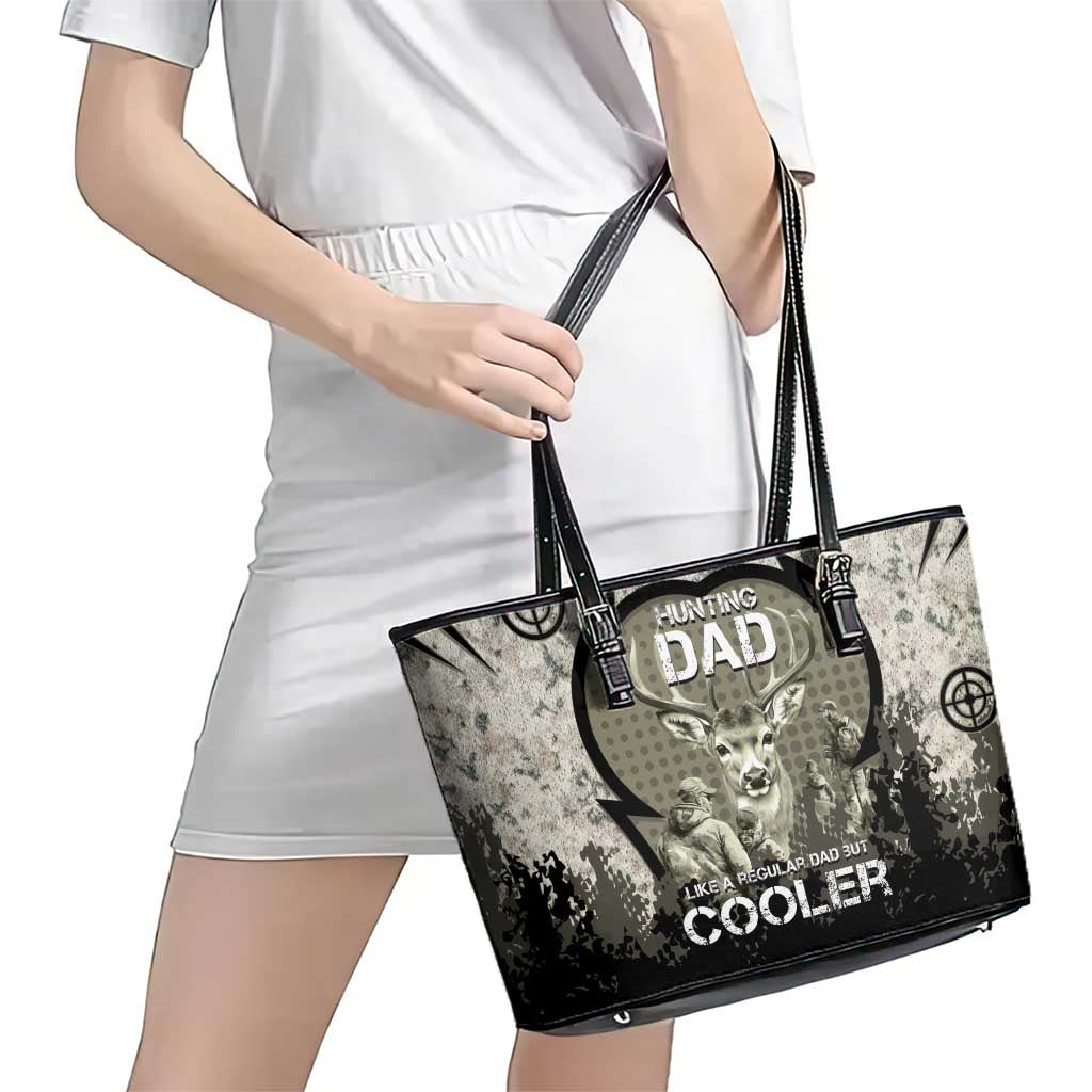 Deer Hunting Fathers Day Leather Tote Bag Best Dad Ever