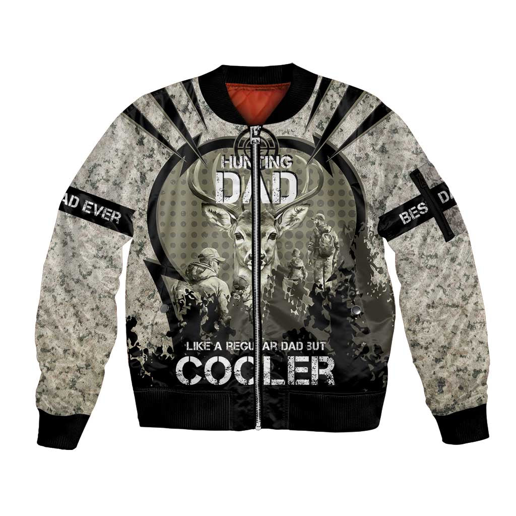 Deer Hunting Fathers Day Sleeve Zip Bomber Jacket Best Dad Ever
