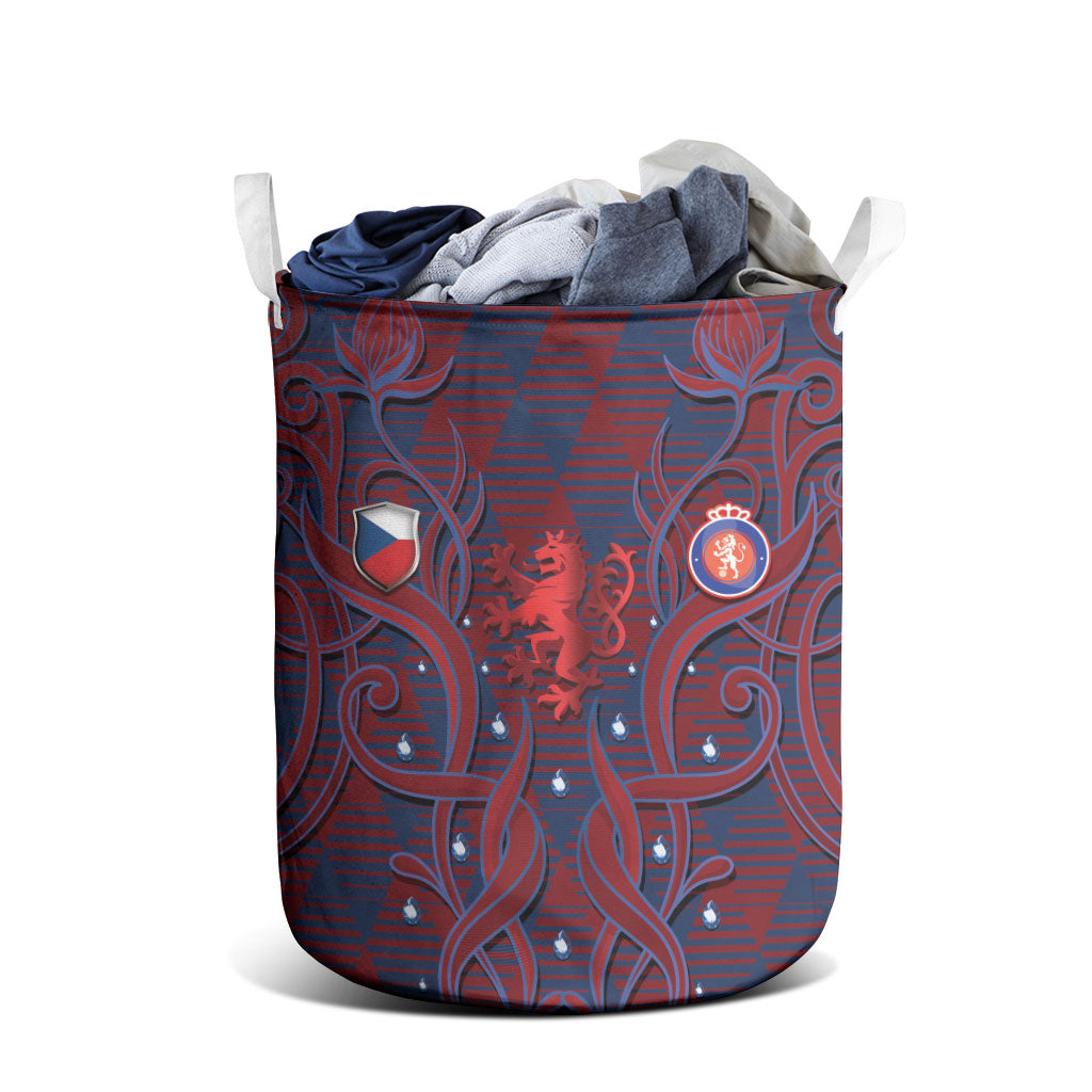 Czech Republic Football Laundry Basket Art Nouveau Patterns With National Lion