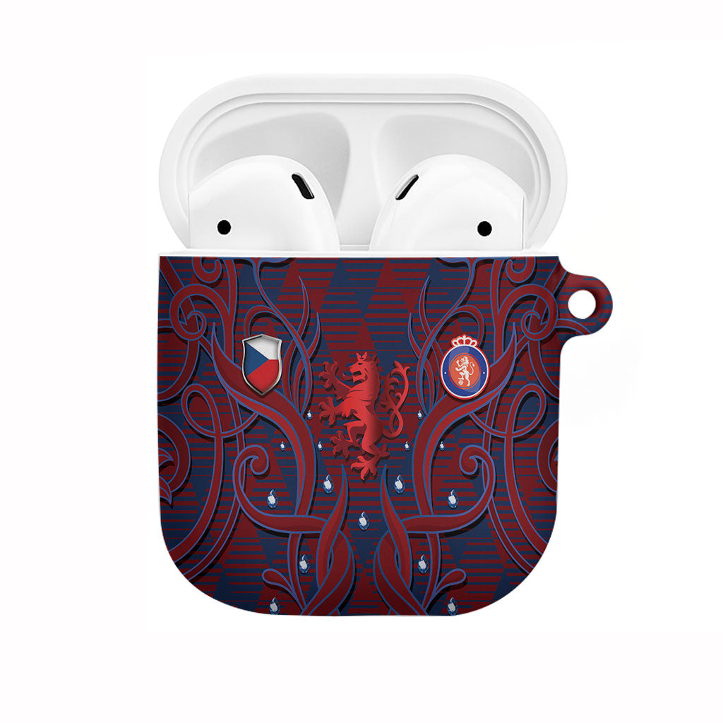 Czech Republic Football AirPods Case Art Nouveau Patterns With National Lion