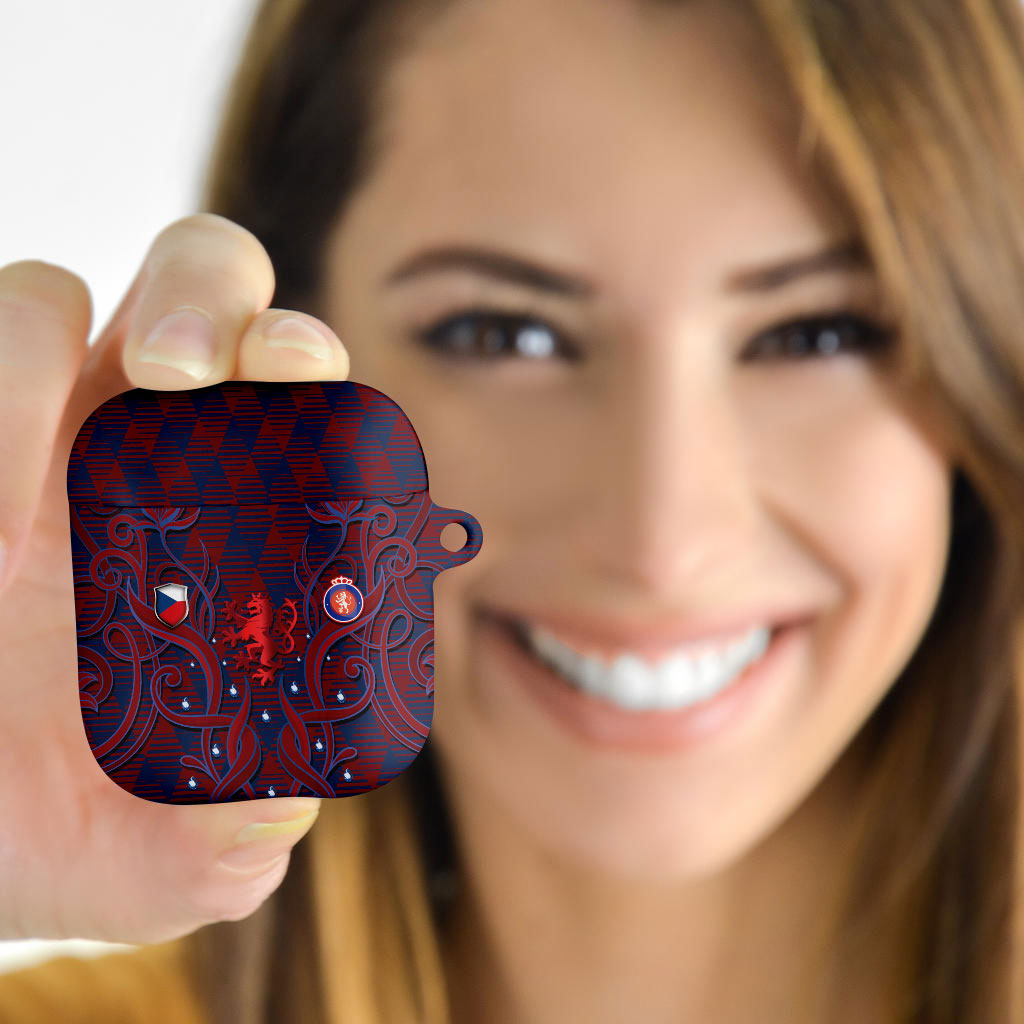 Czech Republic Football AirPods Case Art Nouveau Patterns With National Lion