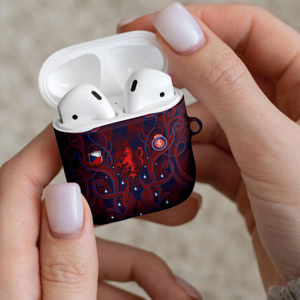 Czech Republic Football AirPods Case Art Nouveau Patterns With National Lion