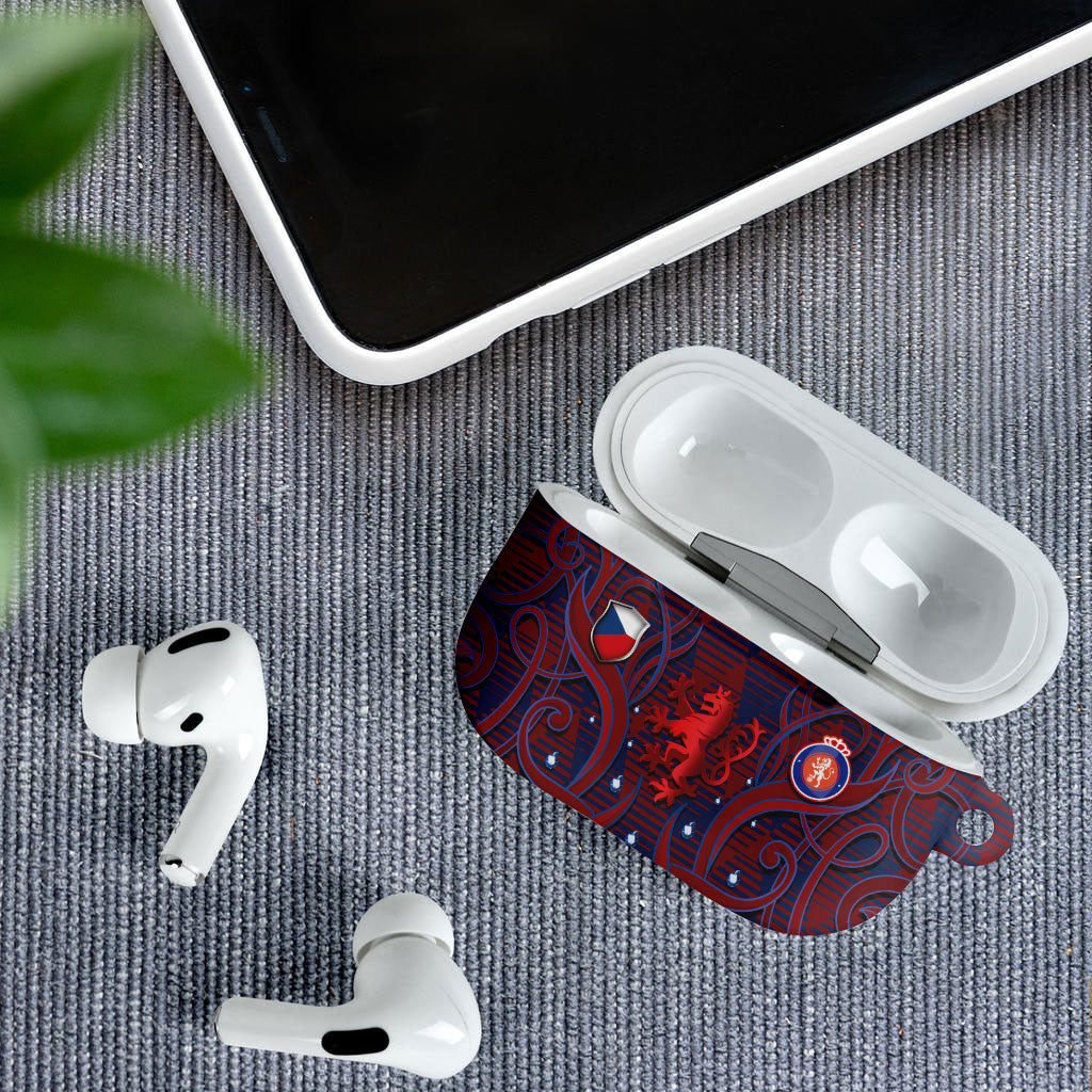 Czech Republic Football AirPods Case Art Nouveau Patterns With National Lion