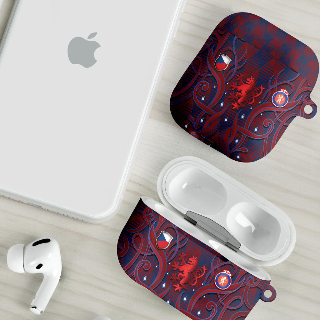 Czech Republic Football AirPods Case Art Nouveau Patterns With National Lion