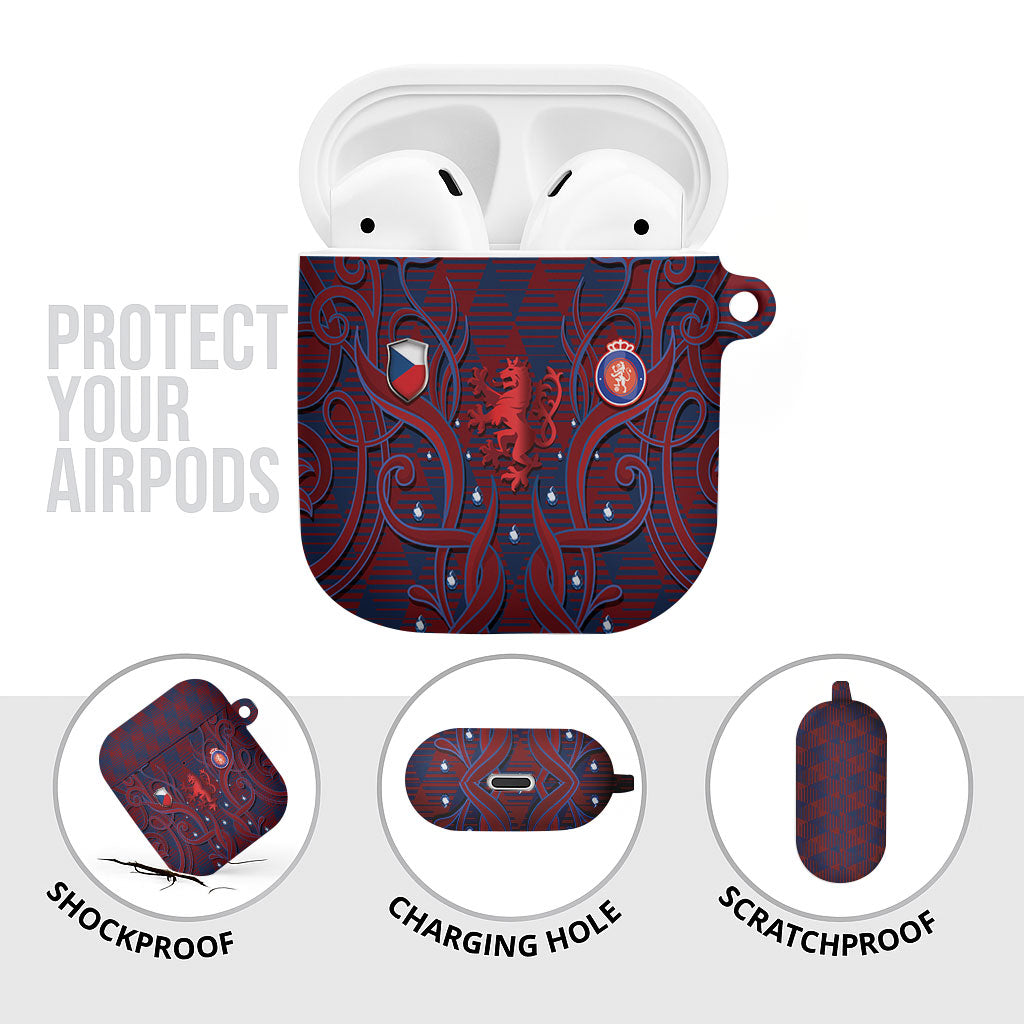 Czech Republic Football AirPods Case Art Nouveau Patterns With National Lion