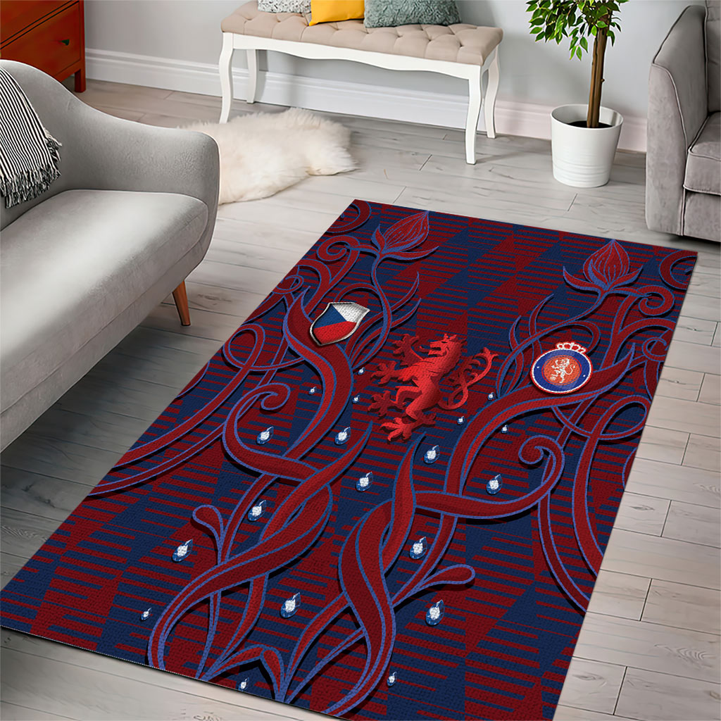 Czech Republic Football Area Rug Art Nouveau Patterns With National Lion