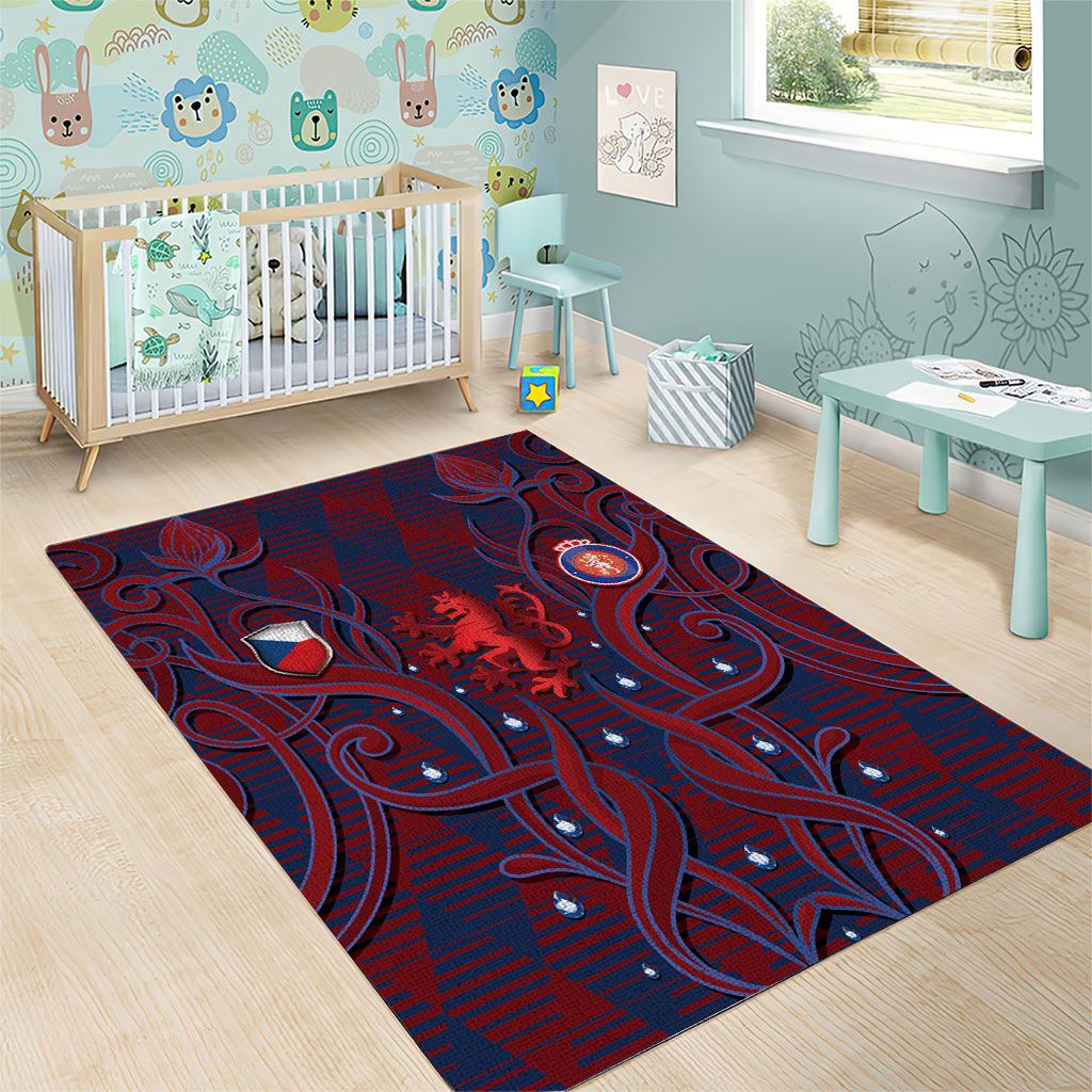 Czech Republic Football Area Rug Art Nouveau Patterns With National Lion
