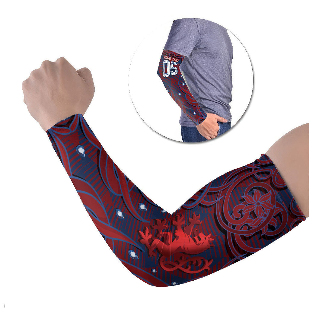 Custom Czech Republic Football Arm Sleeves Art Nouveau Patterns With National Lion