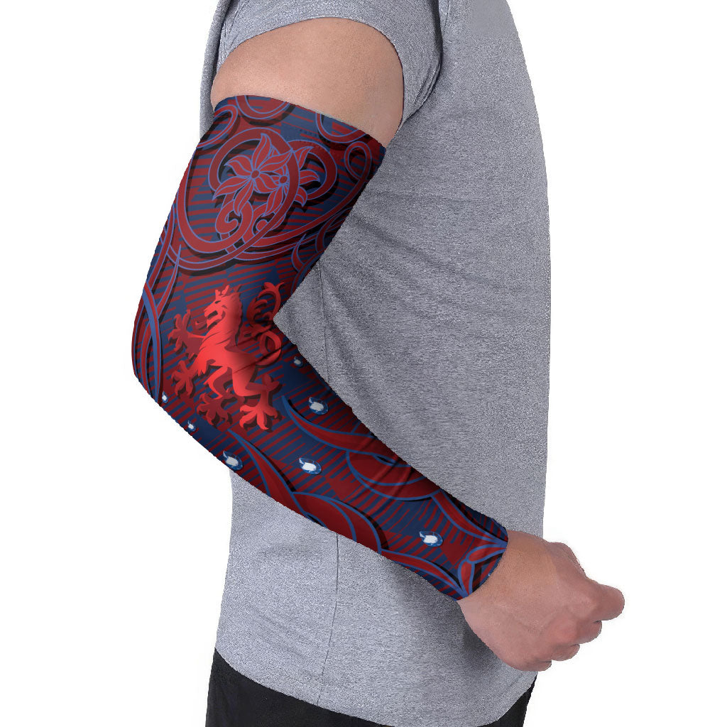Custom Czech Republic Football Arm Sleeves Art Nouveau Patterns With National Lion