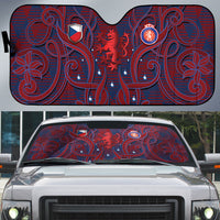 Czech Republic Football Auto Sun Shade Art Nouveau Patterns With National Lion