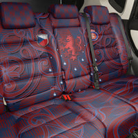 Czech Republic Football Back Car Seat Cover Art Nouveau Patterns With National Lion
