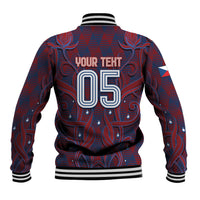 Custom Czech Republic Football Baseball Jacket Art Nouveau Patterns With National Lion