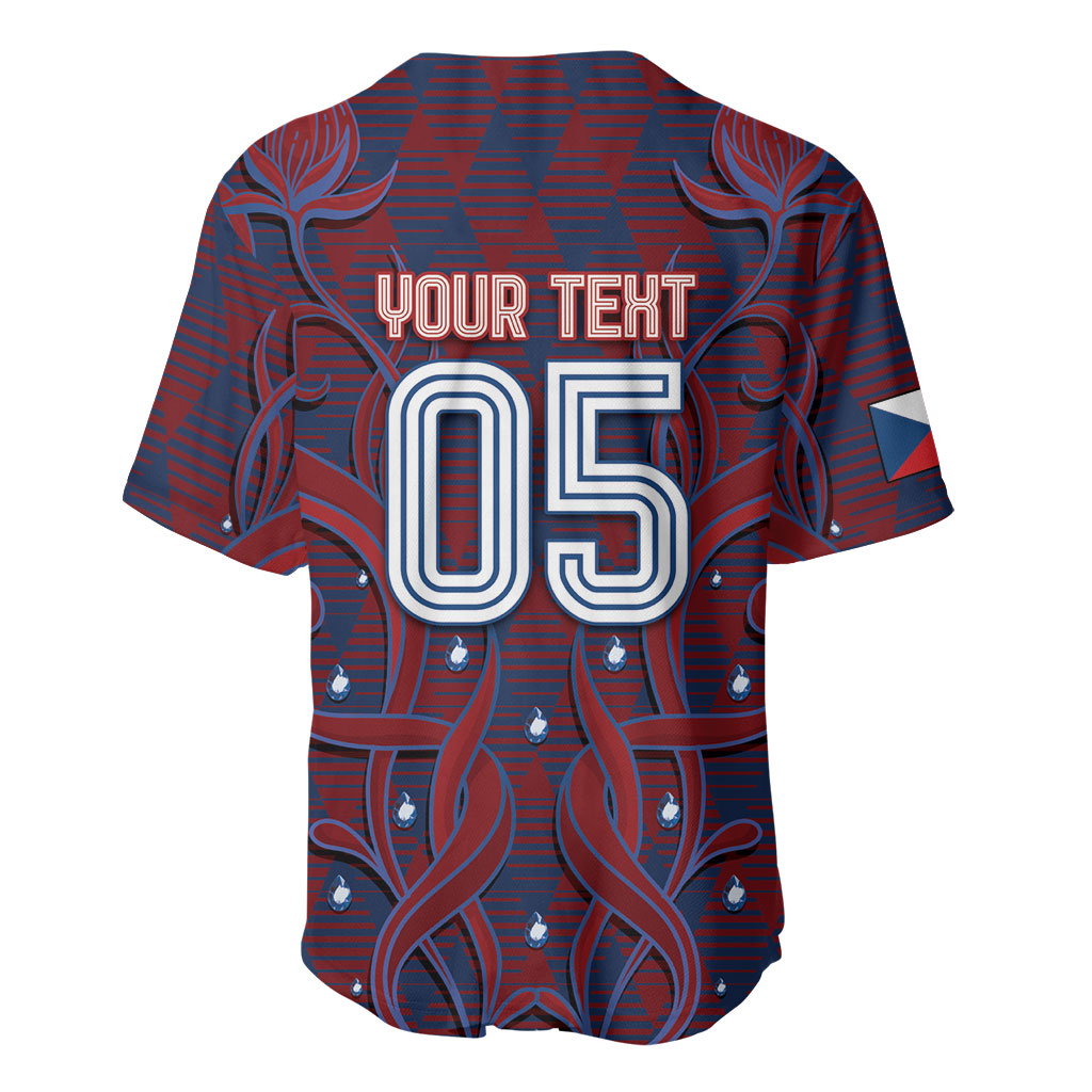 Custom Czech Republic Football Baseball Jersey Art Nouveau Patterns With National Lion