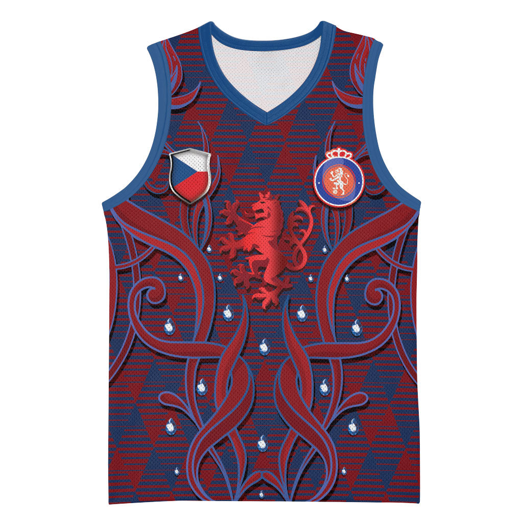Custom Czech Republic Football Basketball Jersey Art Nouveau Patterns With National Lion