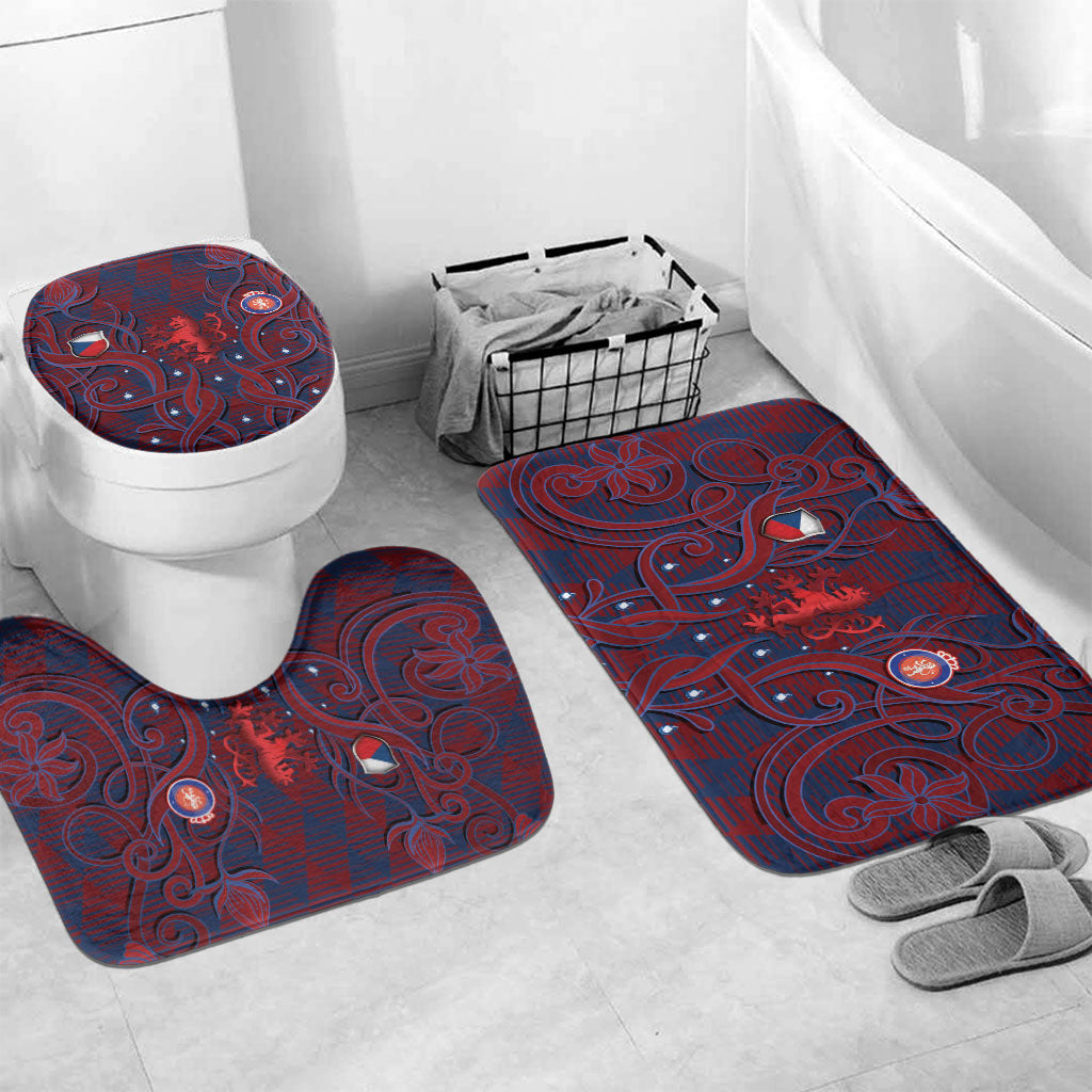 Czech Republic Football Bathroom Set Art Nouveau Patterns With National Lion