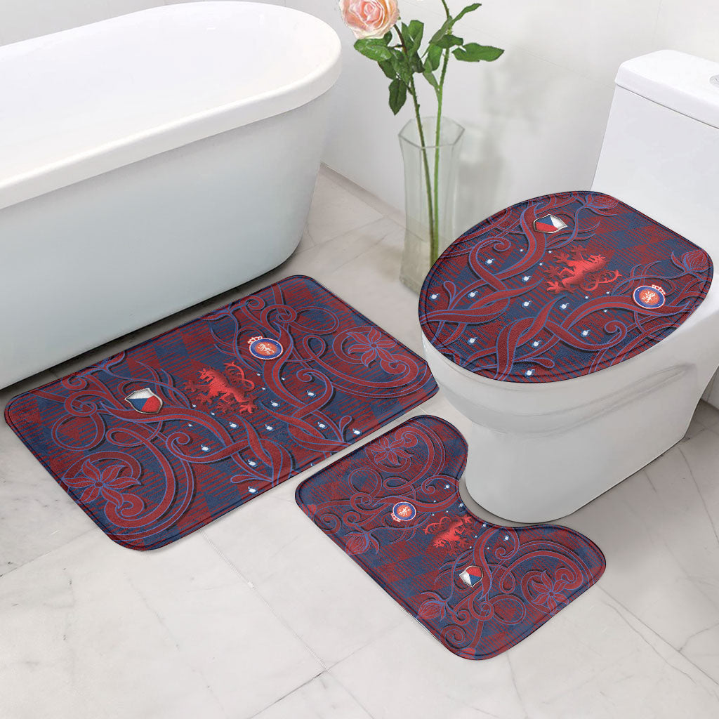 Czech Republic Football Bathroom Set Art Nouveau Patterns With National Lion