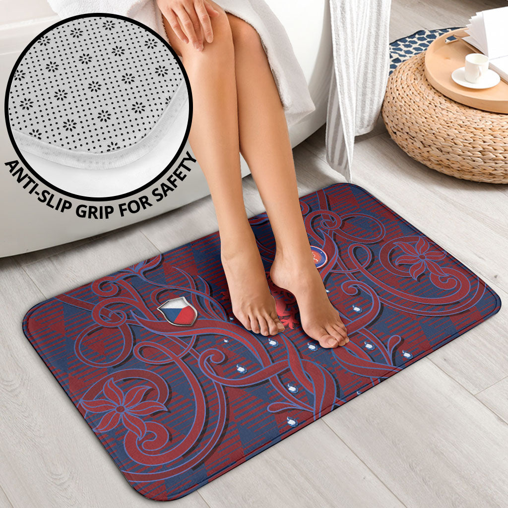 Czech Republic Football Bathroom Set Art Nouveau Patterns With National Lion