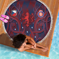 Czech Republic Football Beach Blanket Art Nouveau Patterns With National Lion