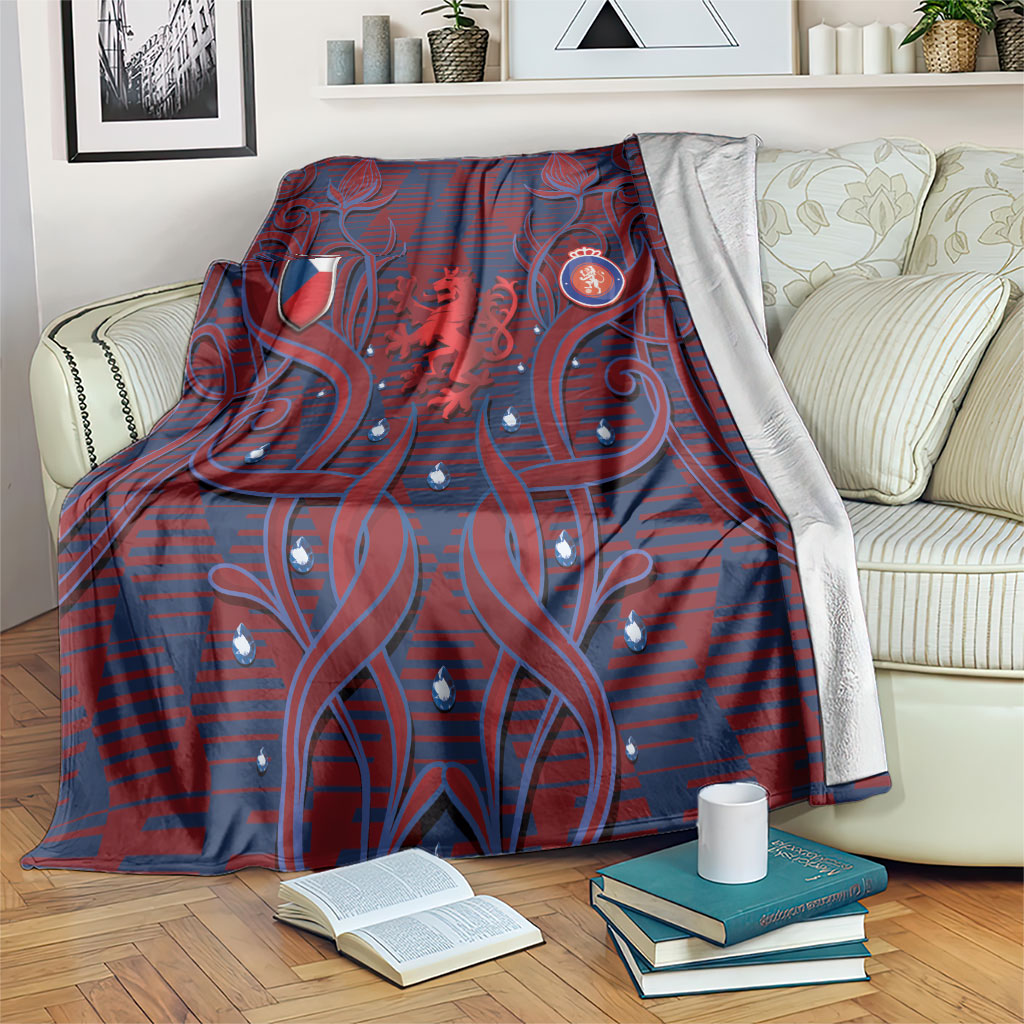 Czech Republic Football Blanket Art Nouveau Patterns With National Lion