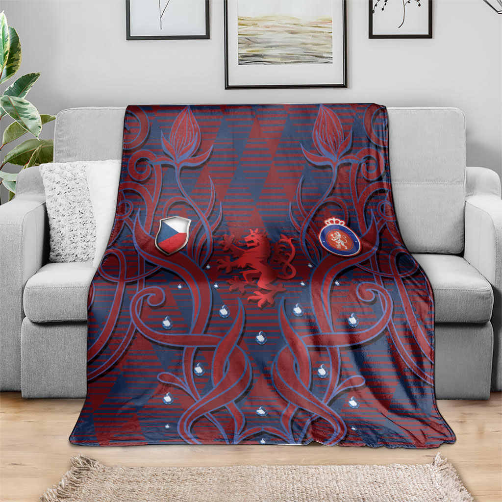Czech Republic Football Blanket Art Nouveau Patterns With National Lion