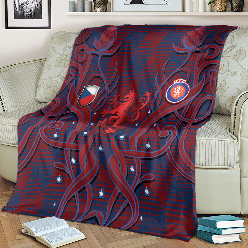Czech Republic Football Blanket Art Nouveau Patterns With National Lion