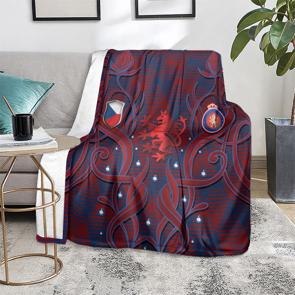 Czech Republic Football Blanket Art Nouveau Patterns With National Lion