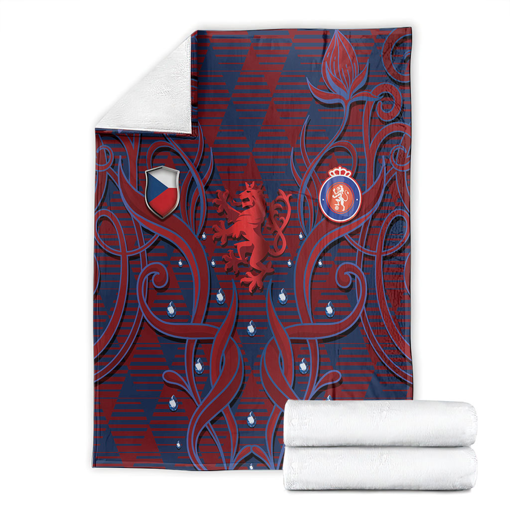 Czech Republic Football Blanket Art Nouveau Patterns With National Lion