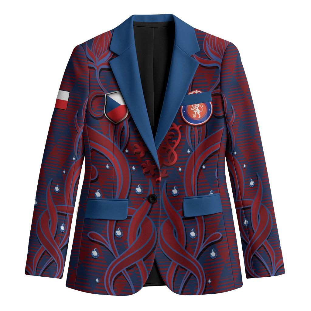 Custom Czech Republic Football Blazer Art Nouveau Patterns With National Lion