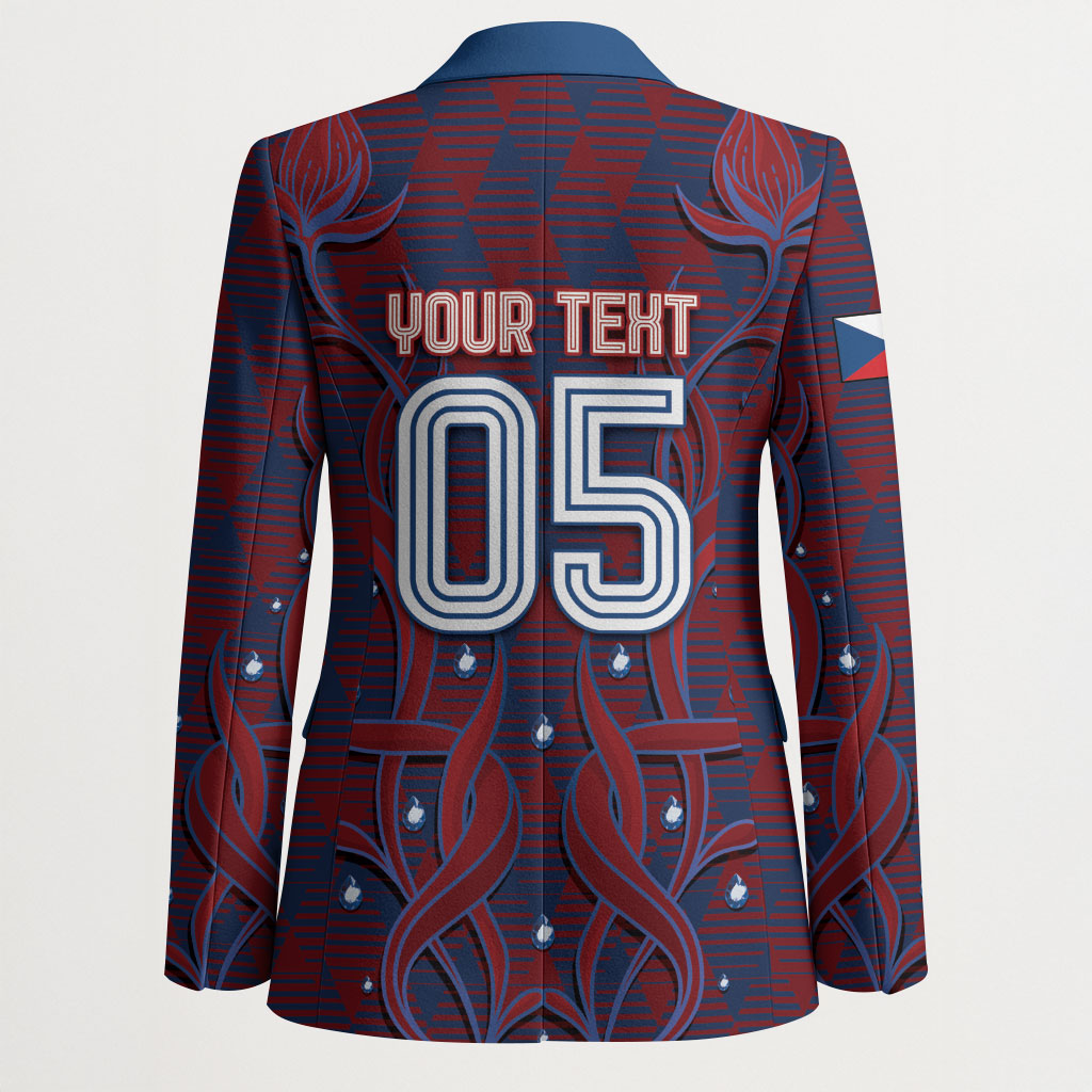 Custom Czech Republic Football Blazer Art Nouveau Patterns With National Lion