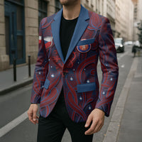 Custom Czech Republic Football Blazer Art Nouveau Patterns With National Lion