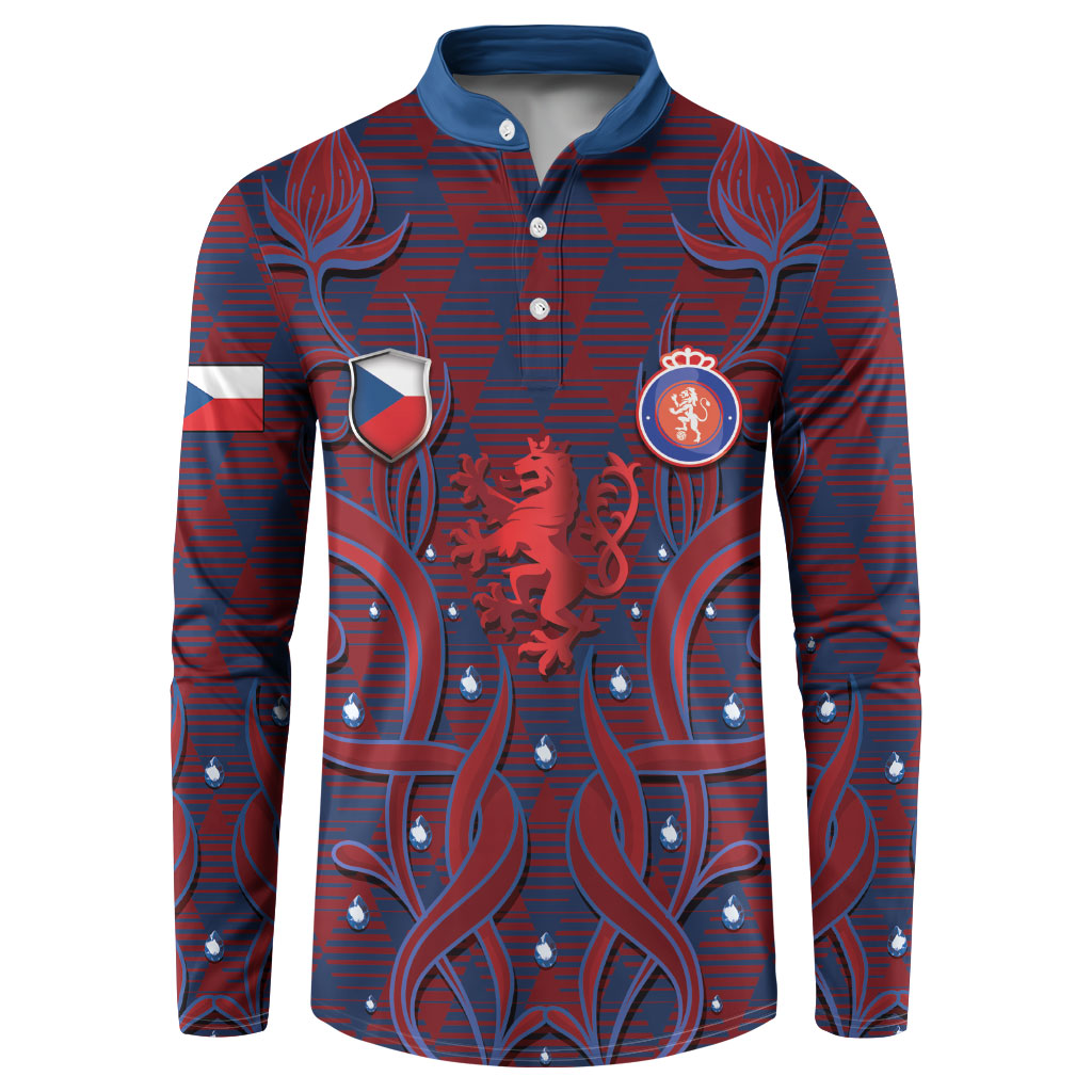 Custom Czech Republic Football Button Sweatshirt Art Nouveau Patterns With National Lion