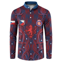 Custom Czech Republic Football Button Sweatshirt Art Nouveau Patterns With National Lion