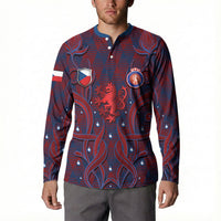 Custom Czech Republic Football Button Sweatshirt Art Nouveau Patterns With National Lion
