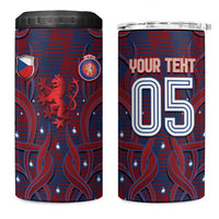 Custom Czech Republic Football 4 in 1 Can Cooler Tumbler Art Nouveau Patterns With National Lion