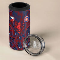 Custom Czech Republic Football 4 in 1 Can Cooler Tumbler Art Nouveau Patterns With National Lion