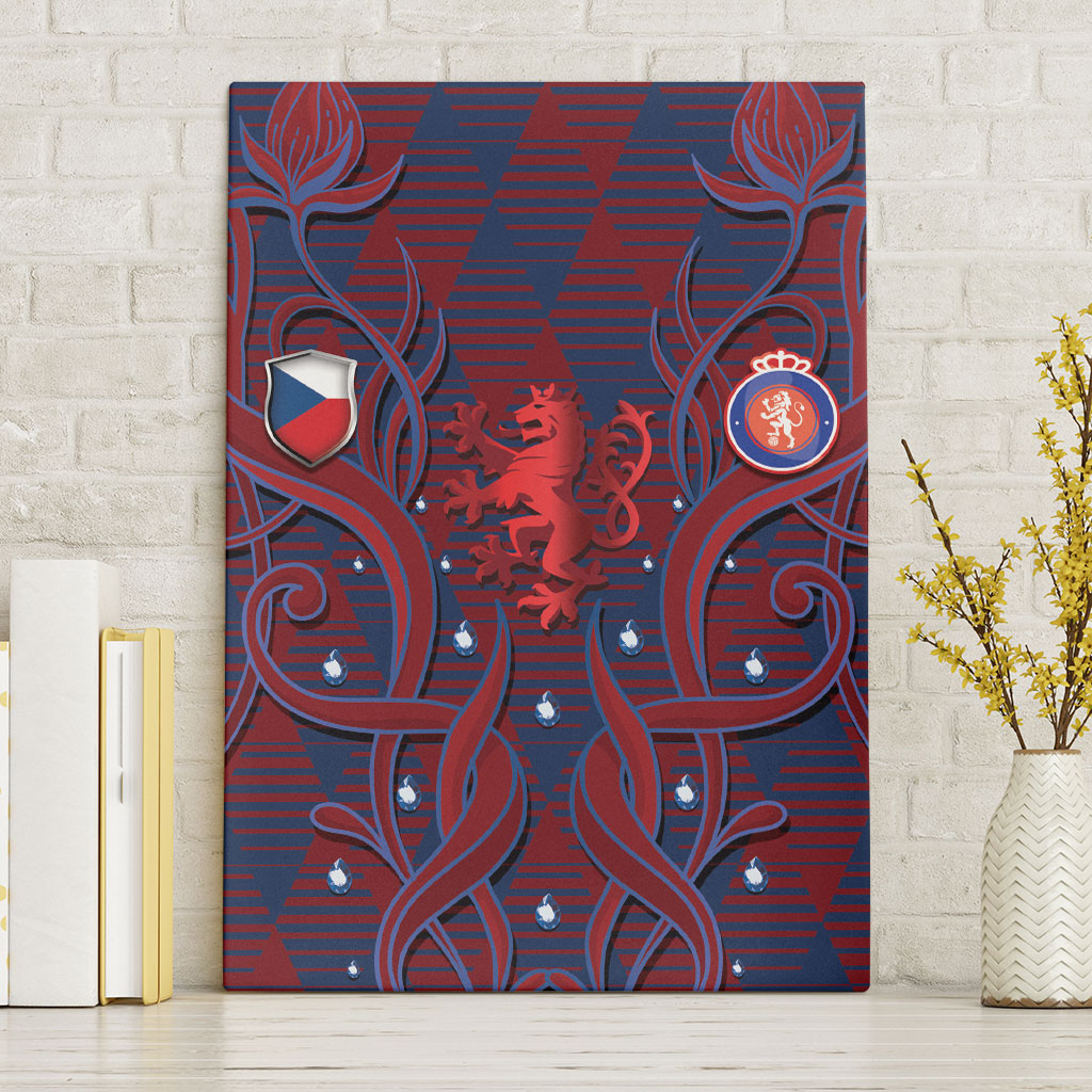 Czech Republic Football Canvas Wall Art Art Nouveau Patterns With National Lion