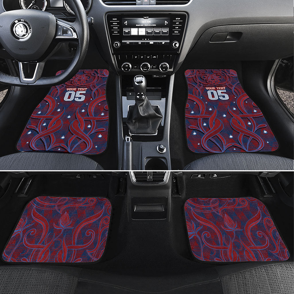 Custom Czech Republic Football Car Mats Art Nouveau Patterns With National Lion