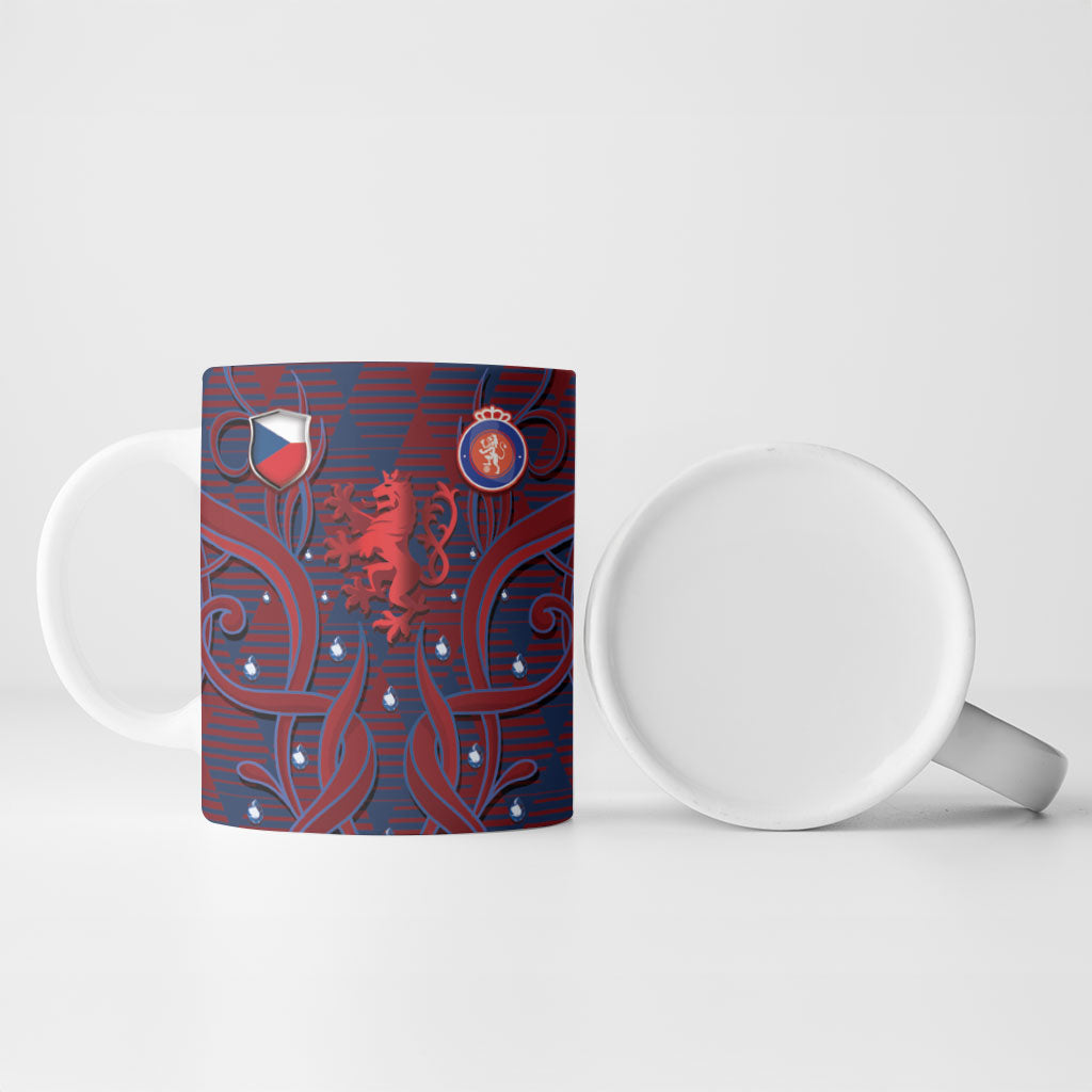 Custom Czech Republic Football Ceramic Mug Art Nouveau Patterns With National Lion