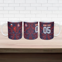 Custom Czech Republic Football Ceramic Mug Art Nouveau Patterns With National Lion
