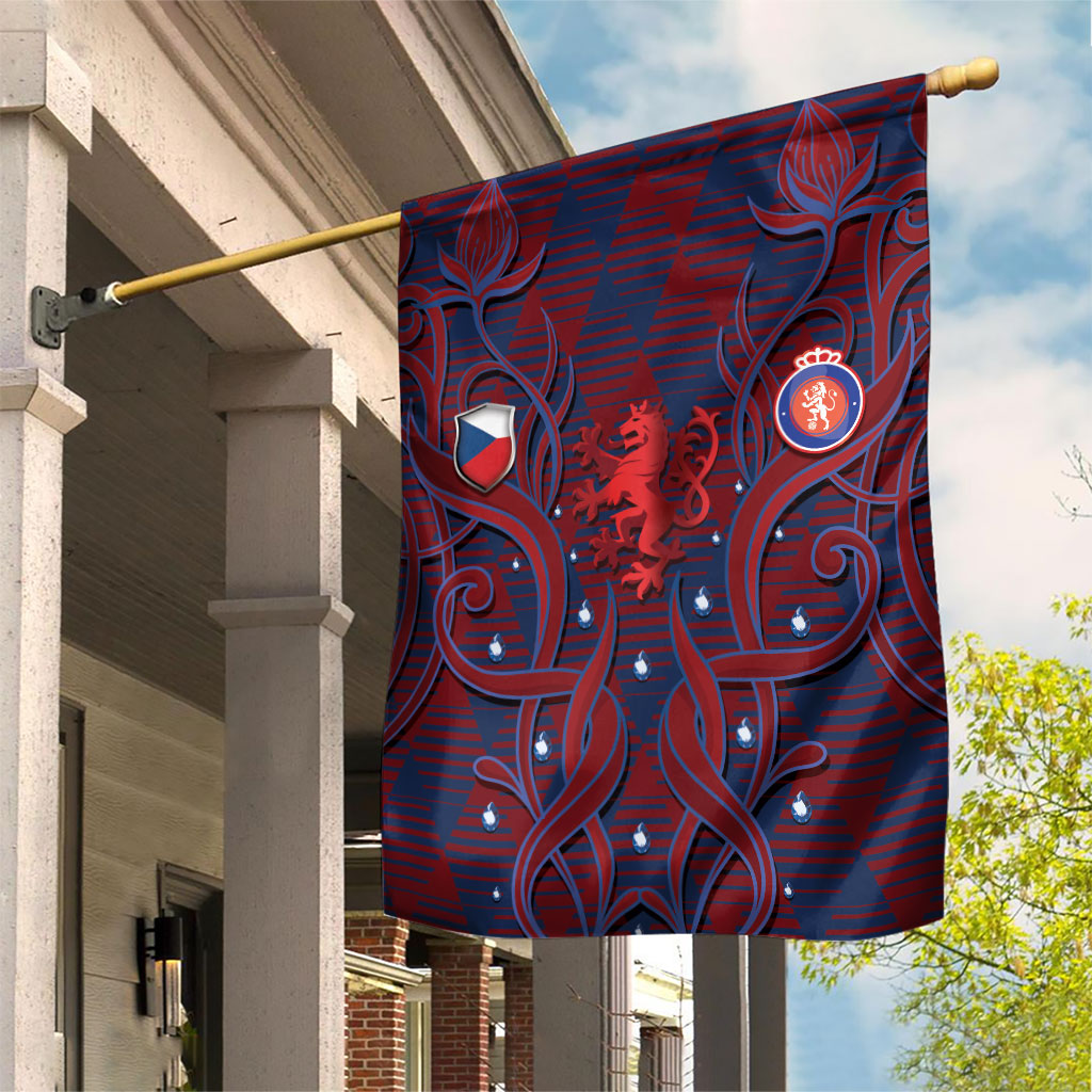 Czech Republic Football Garden Flag Art Nouveau Patterns With National Lion