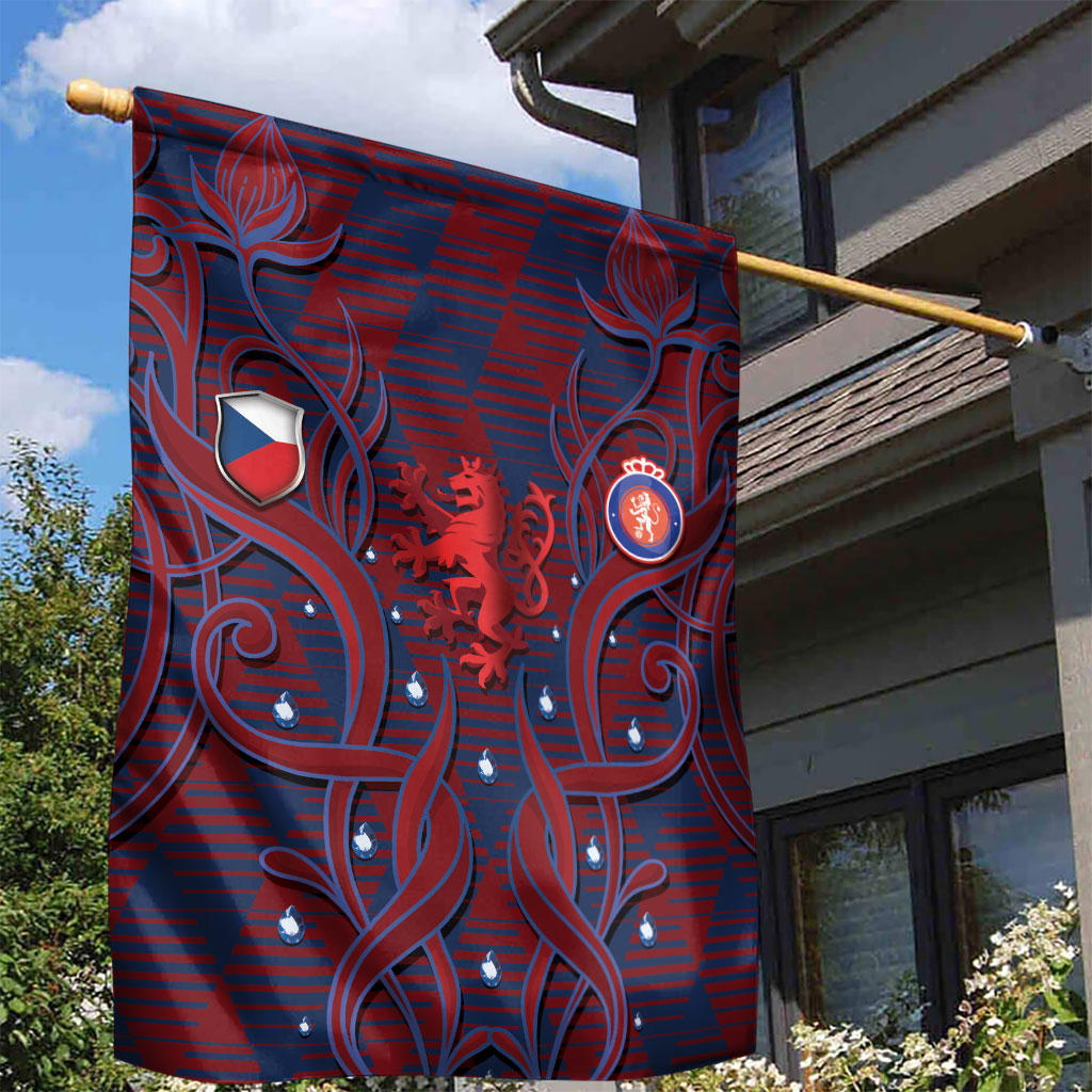 Czech Republic Football Garden Flag Art Nouveau Patterns With National Lion