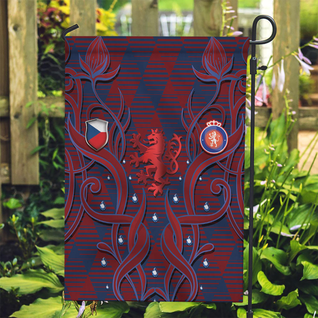 Czech Republic Football Garden Flag Art Nouveau Patterns With National Lion